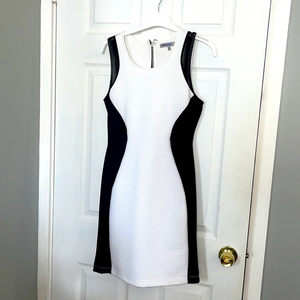 White and black midi dress